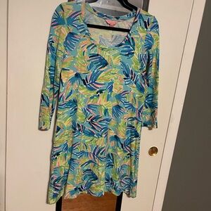 Lilly Pulitzer Green and Blue 3/4 Sleeve Sundress